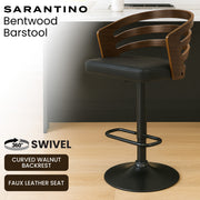 Sarantino Bentwood Walnut Barstool Leather Seat And Metal Base V240-BAR-STL-MLM-081