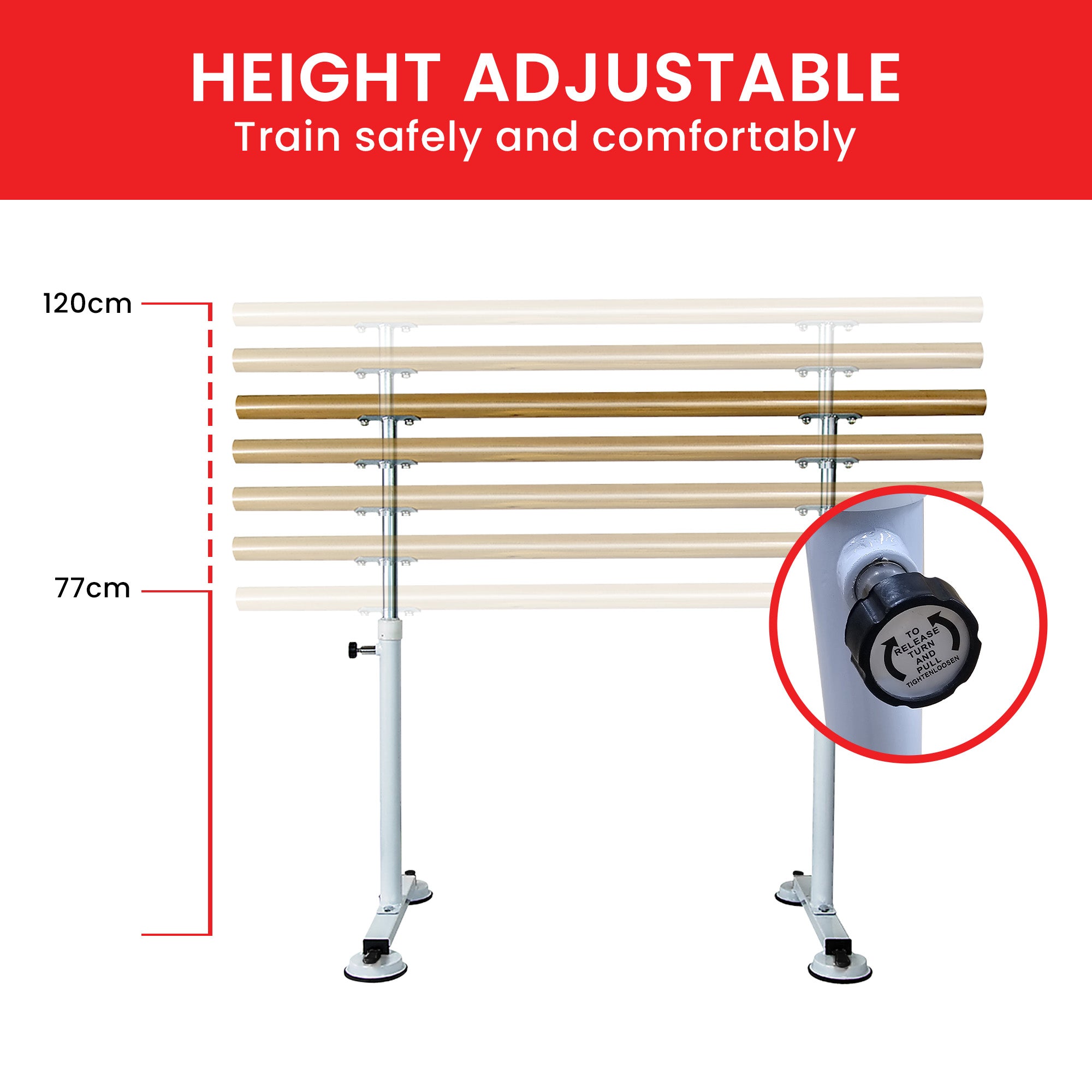 Powertrain Freestanding Ballet Barre - 1.5m V240-BAR-WDN-150
