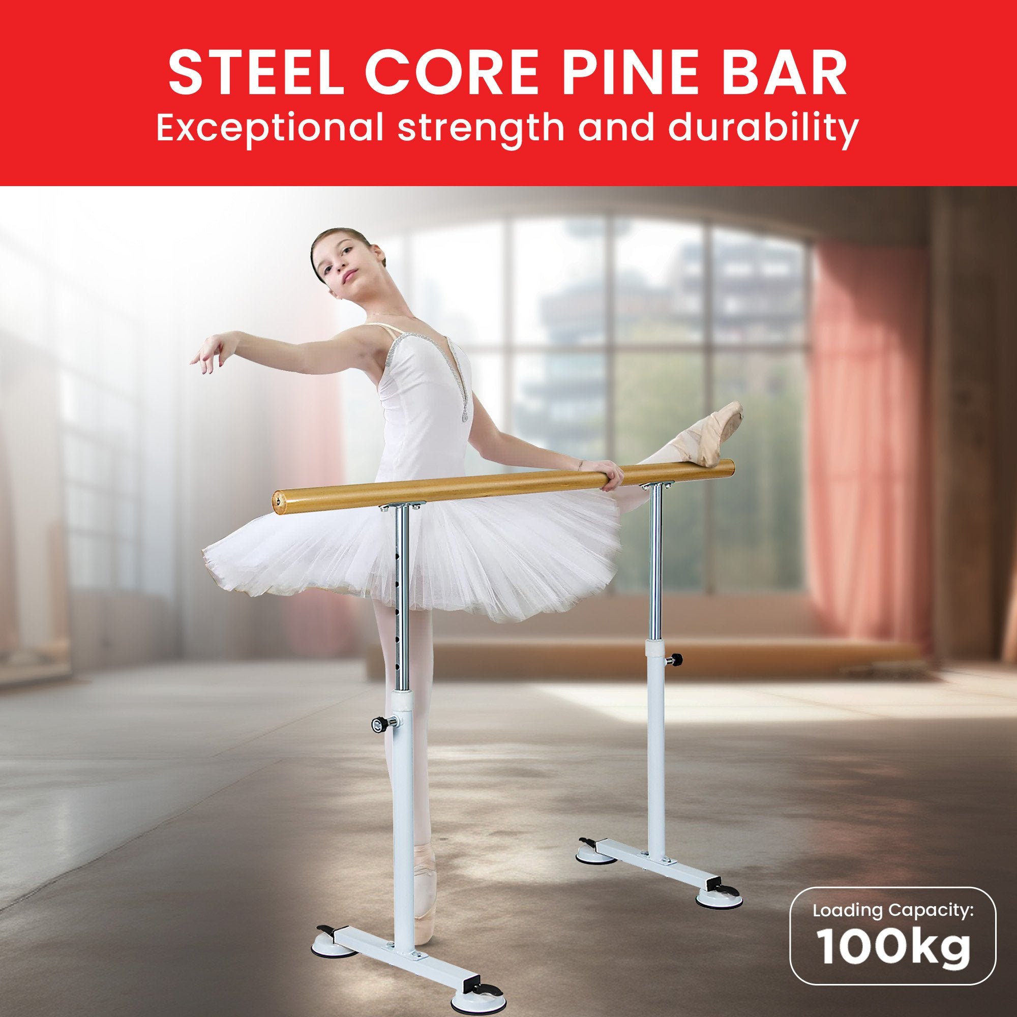 Powertrain Freestanding Ballet Barre - 1.5m V240-BAR-WDN-150