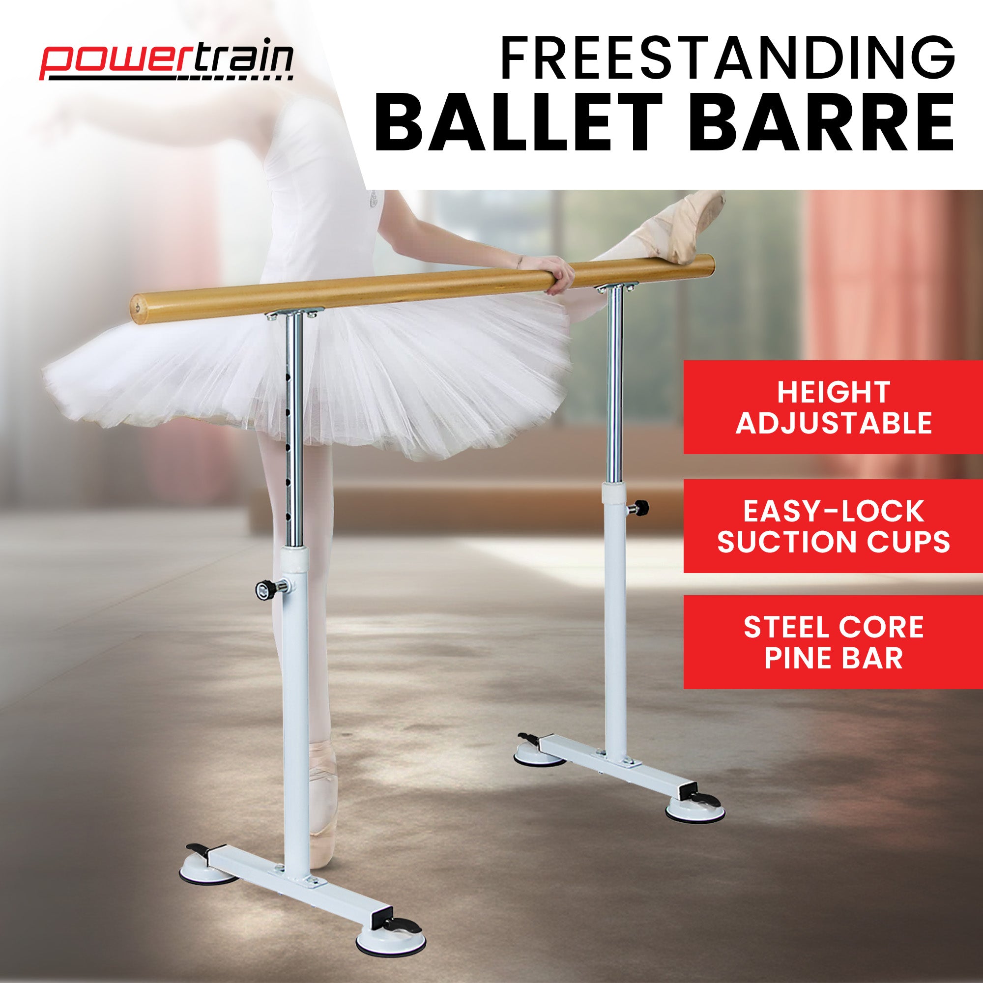 Powertrain Freestanding Ballet Barre - 1.5m V240-BAR-WDN-150