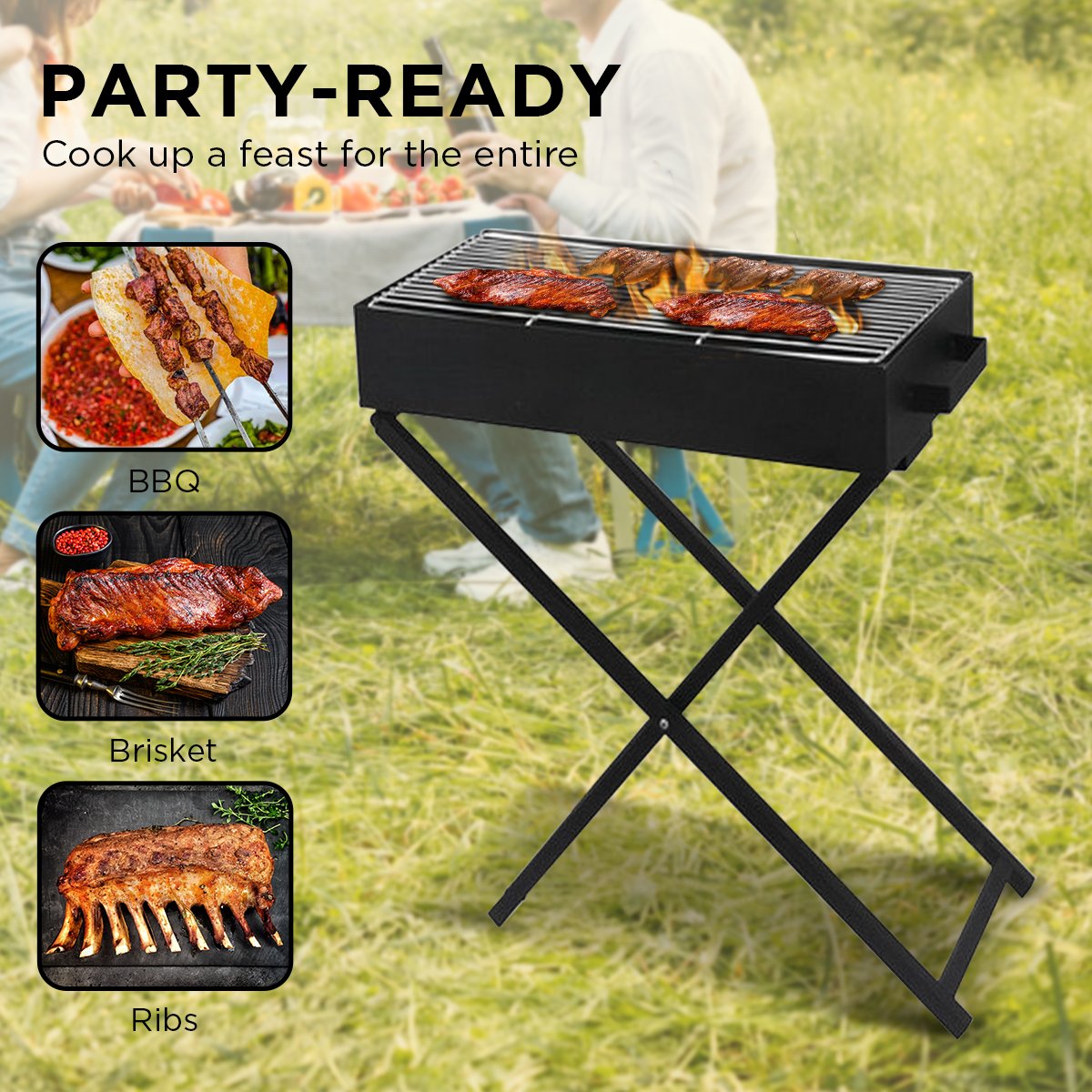 Wallaroo Charcoal BBQ Grill - Adjustable Height V240-BBQ-DS10