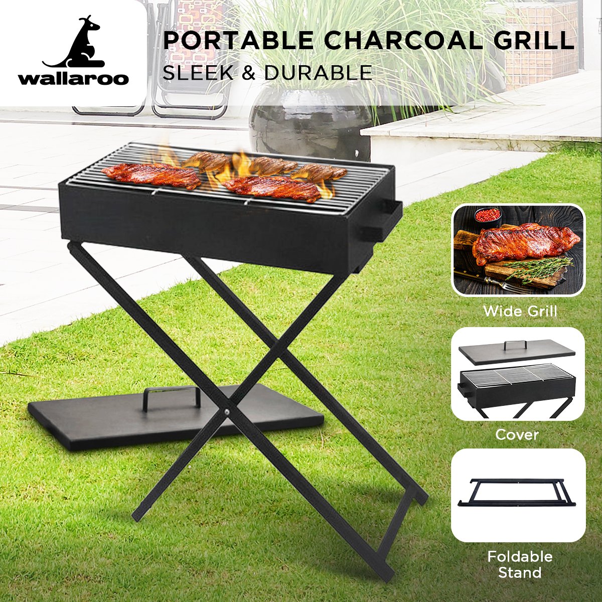 Wallaroo Charcoal BBQ Grill - Adjustable Height V240-BBQ-DS10