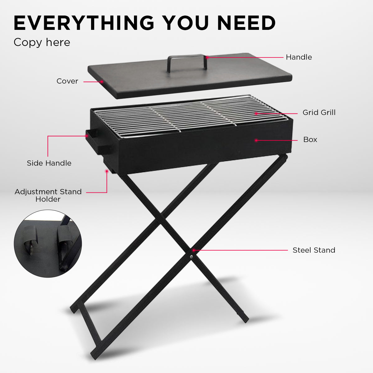 Wallaroo Charcoal BBQ Grill - Adjustable Height V240-BBQ-DS10
