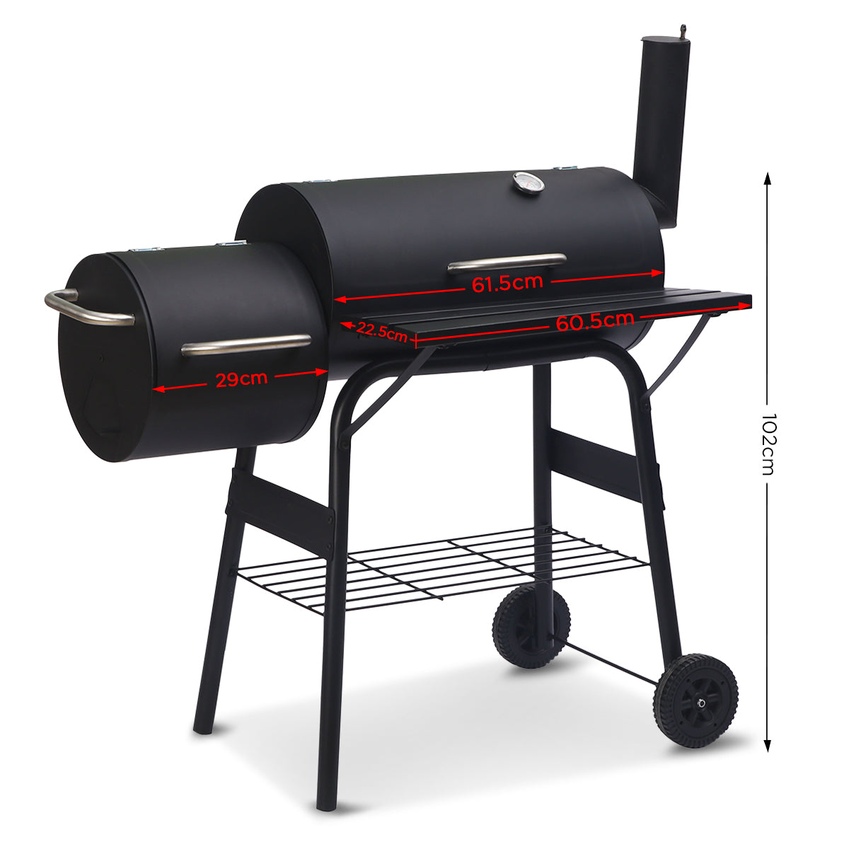 Wallaroo 2-in-1 Outdoor Barbecue Grill & Offset Smoker V240-BBQ-DS35-B