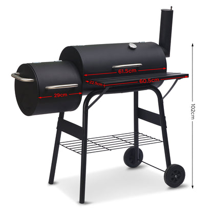 Wallaroo 2-in-1 Outdoor Barbecue Grill & Offset Smoker V240-BBQ-DS35-B