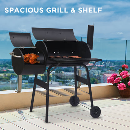 Wallaroo 2-in-1 Outdoor Barbecue Grill & Offset Smoker V240-BBQ-DS35-B