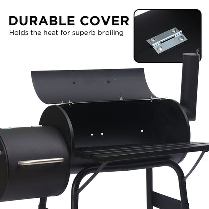 Wallaroo 2-in-1 Outdoor Barbecue Grill & Offset Smoker V240-BBQ-DS35-B