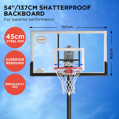 Kahuna Portable Basketball Hoop System 2.3 to 3.05m for Kids & Adults V240-BBS-ZY-029-54