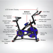 Powertrain Home Gym Flywheel Exercise Spin Bike - Blue V240-BKE-XJJ-91-BU