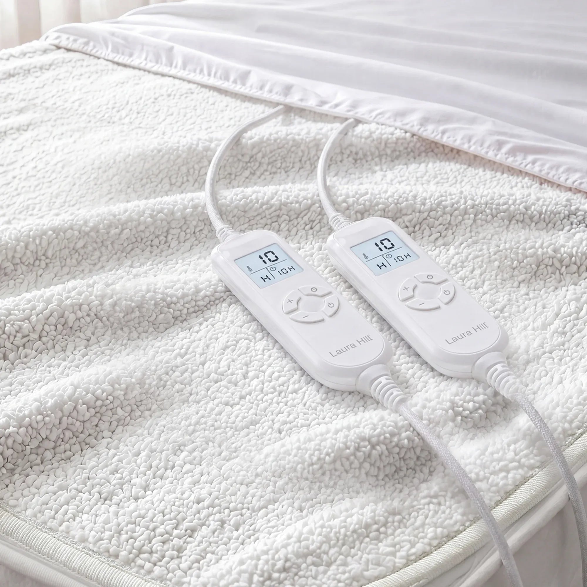 Laura Hill Double Electric Heated Underlay Blanket Fleecy Fabric with Timer V240-BKT-FLC-CRM-DB