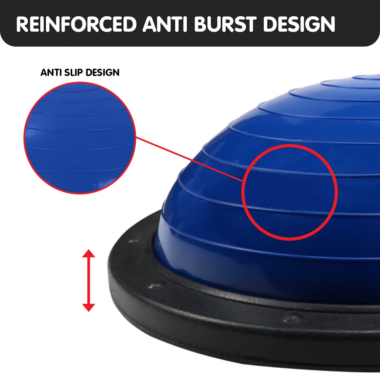 Powertrain Fitness Yoga Ball Home Gym Workout Balance Trainer Blue V240-BOS-BAL-BU