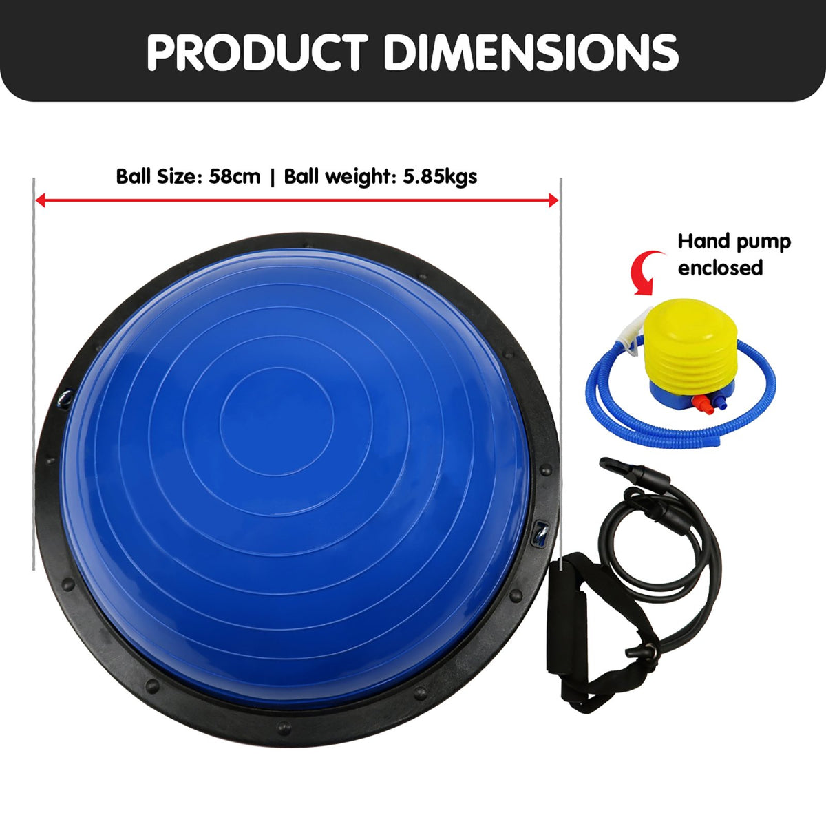 Powertrain Fitness Yoga Ball Home Gym Workout Balance Trainer Blue V240-BOS-BAL-BU