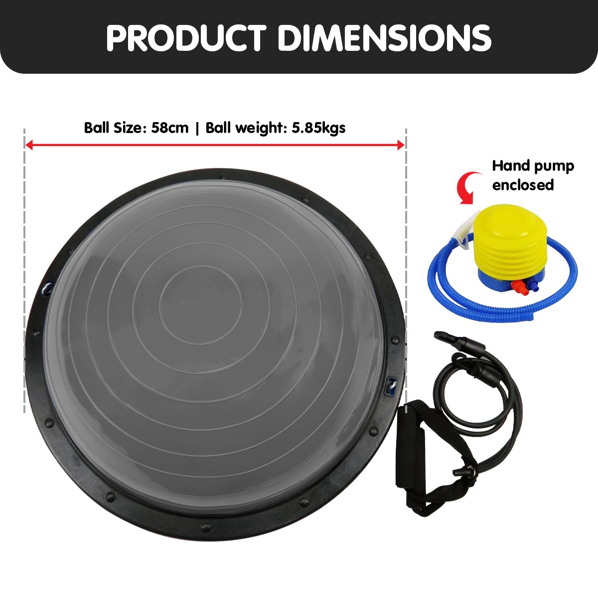 Powertrain Fitness Yoga Ball Home Gym Workout Balance Trainer Grey V240-BOS-BAL-GY