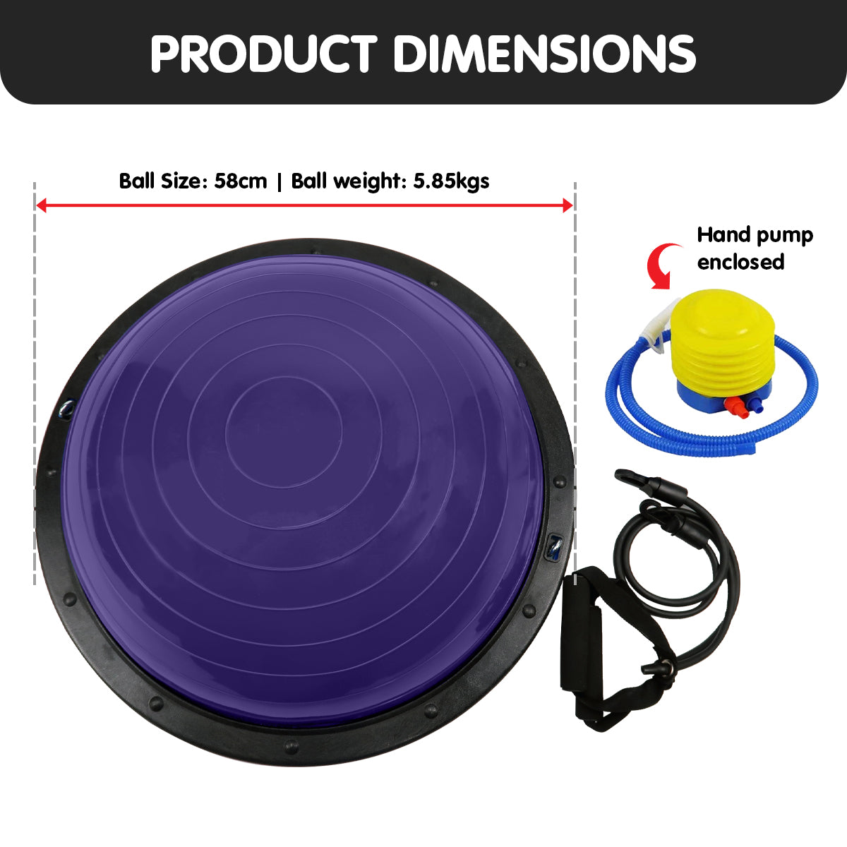 Powertrain Fitness Yoga Ball Home Gym Workout Balance Trainer Purple V240-BOS-BAL-PU