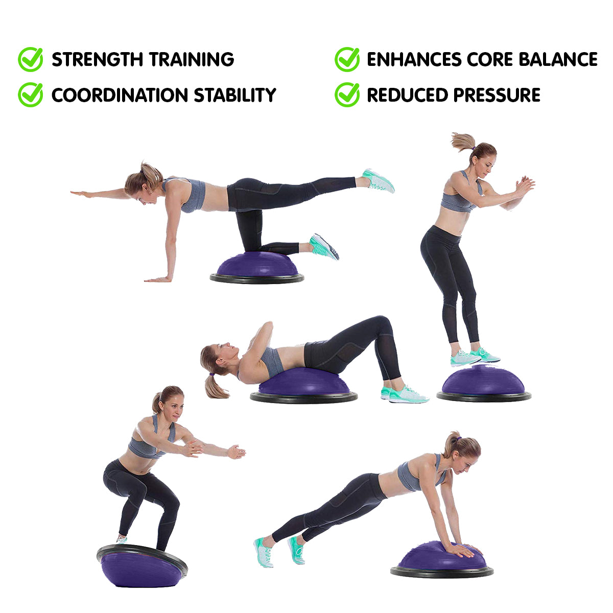 Powertrain Fitness Yoga Ball Home Gym Workout Balance Trainer Purple V240-BOS-BAL-PU