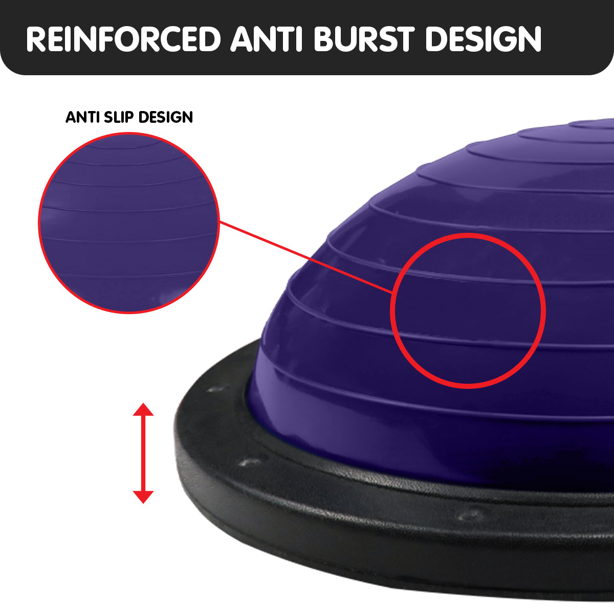 Powertrain Fitness Yoga Ball Home Gym Workout Balance Trainer Purple V240-BOS-BAL-PU