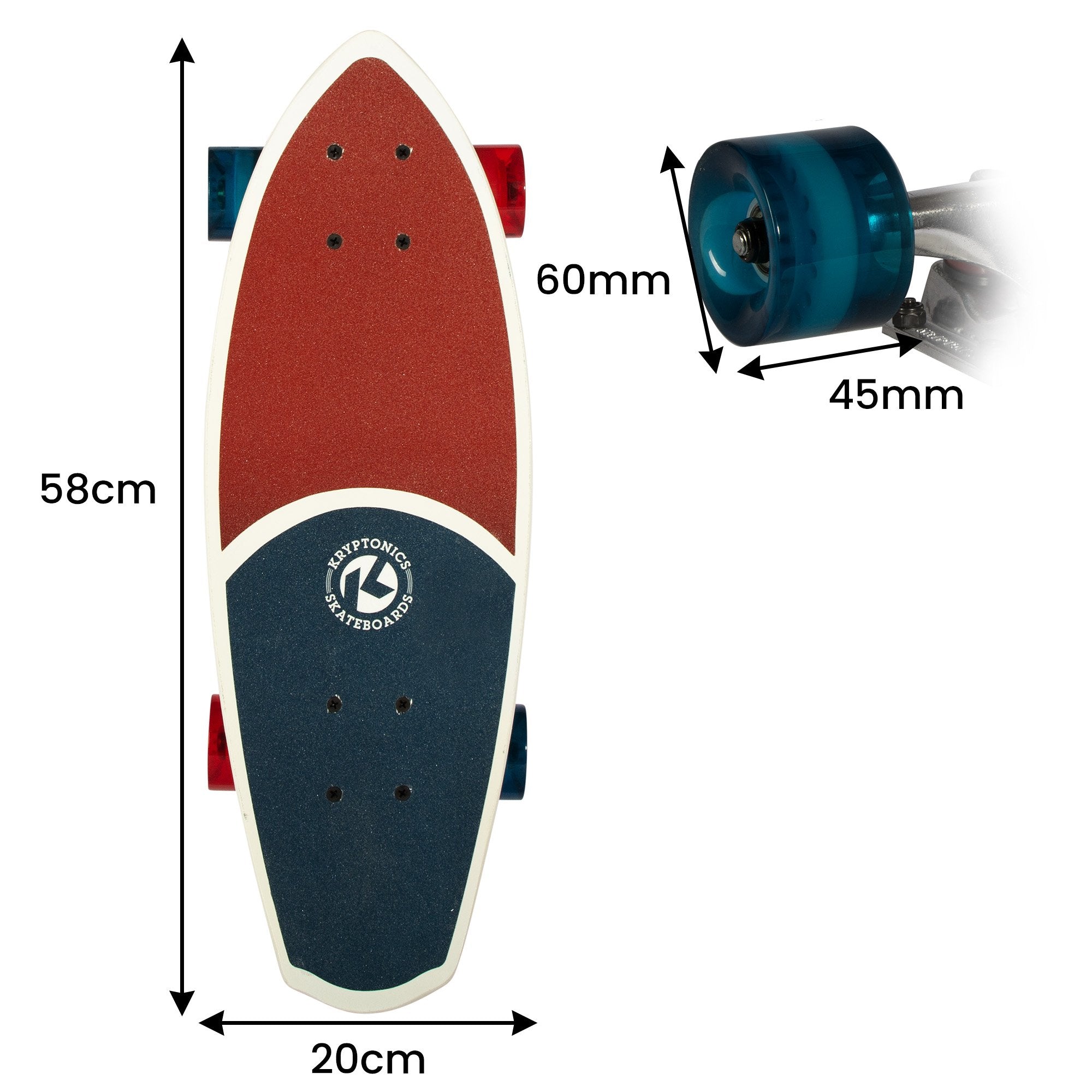 Bravo Sports Kryptonics 23-inch Mini Fat Cruiser Board In Liberty Blue V240-BS-165602