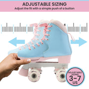 Circle Society Adjustable Kids Quad Roller Skates In Cotton Candy V240-BS-168294