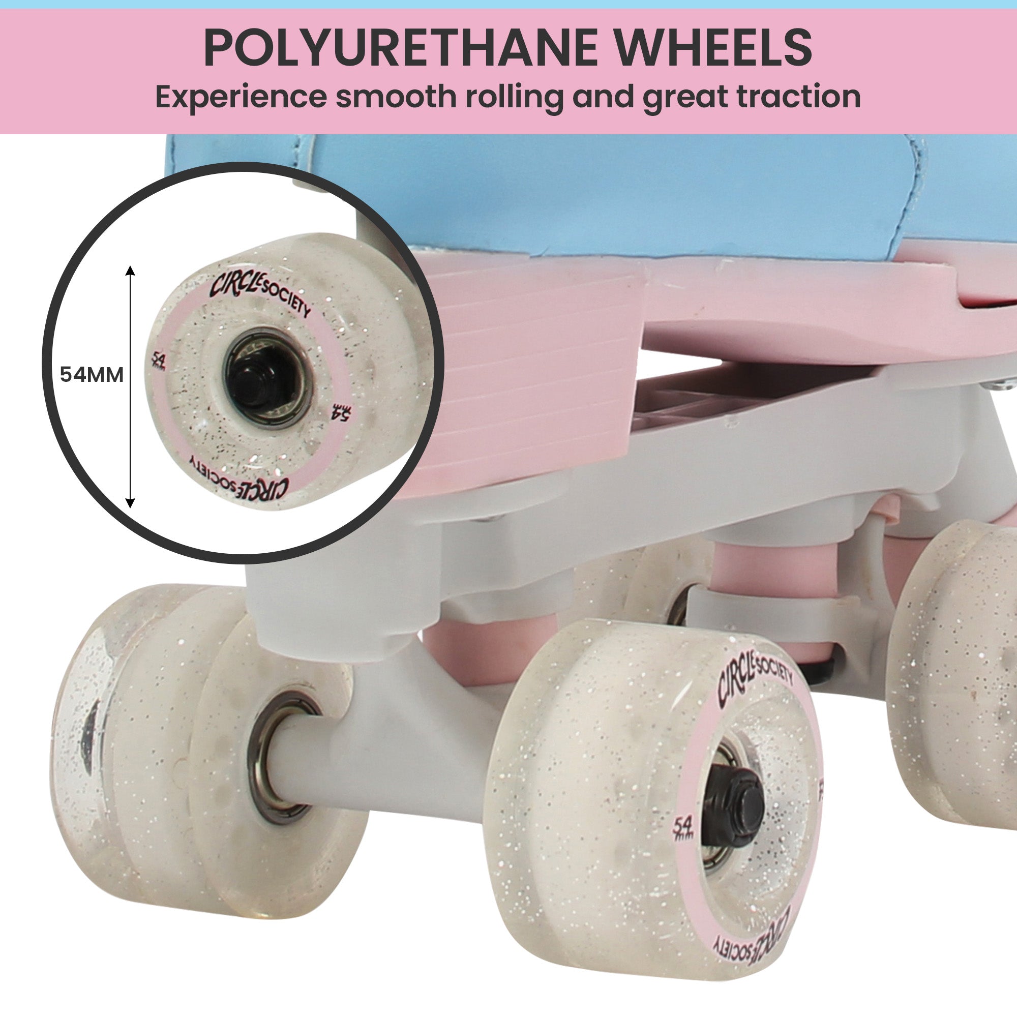 Circle Society Adjustable Kids Quad Roller Skates In Cotton Candy V240-BS-168294