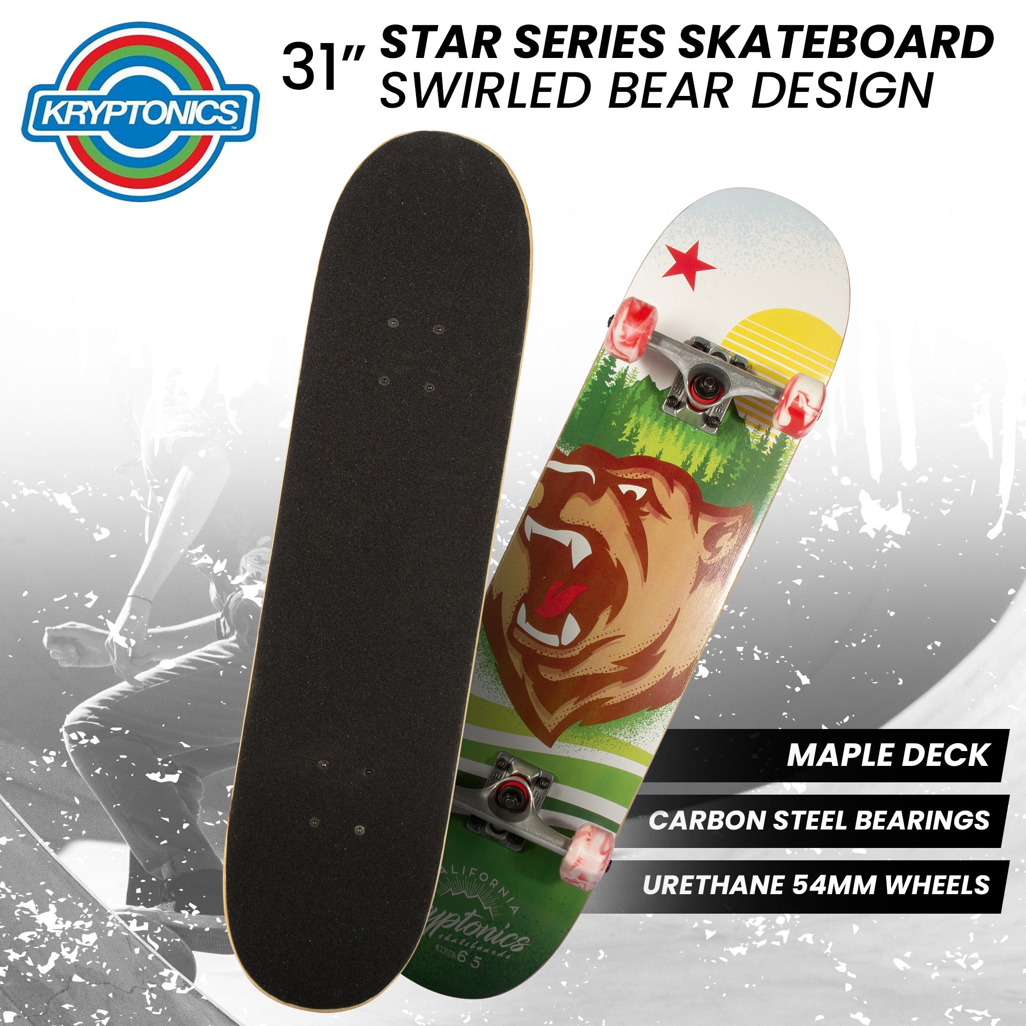 Kryptonics 31-inch Star Series Complete Skateboard V240-BS-171338-SK