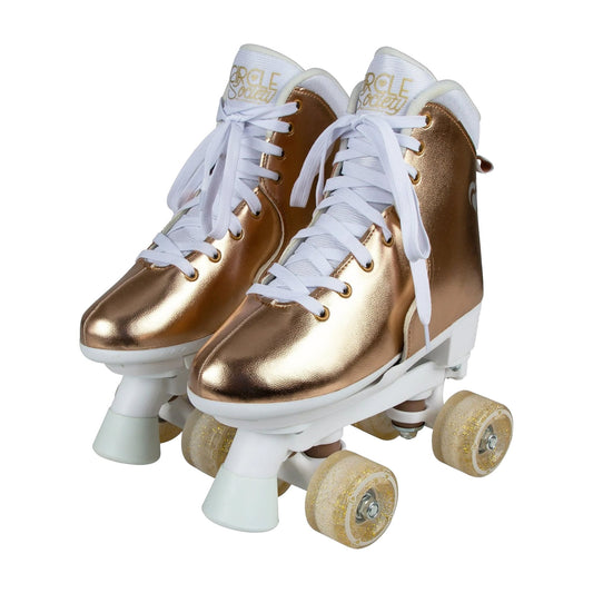 Circle Society Adjustable Quad Kids Roller Skates In Metallic Rose Gold V240-BS-171362