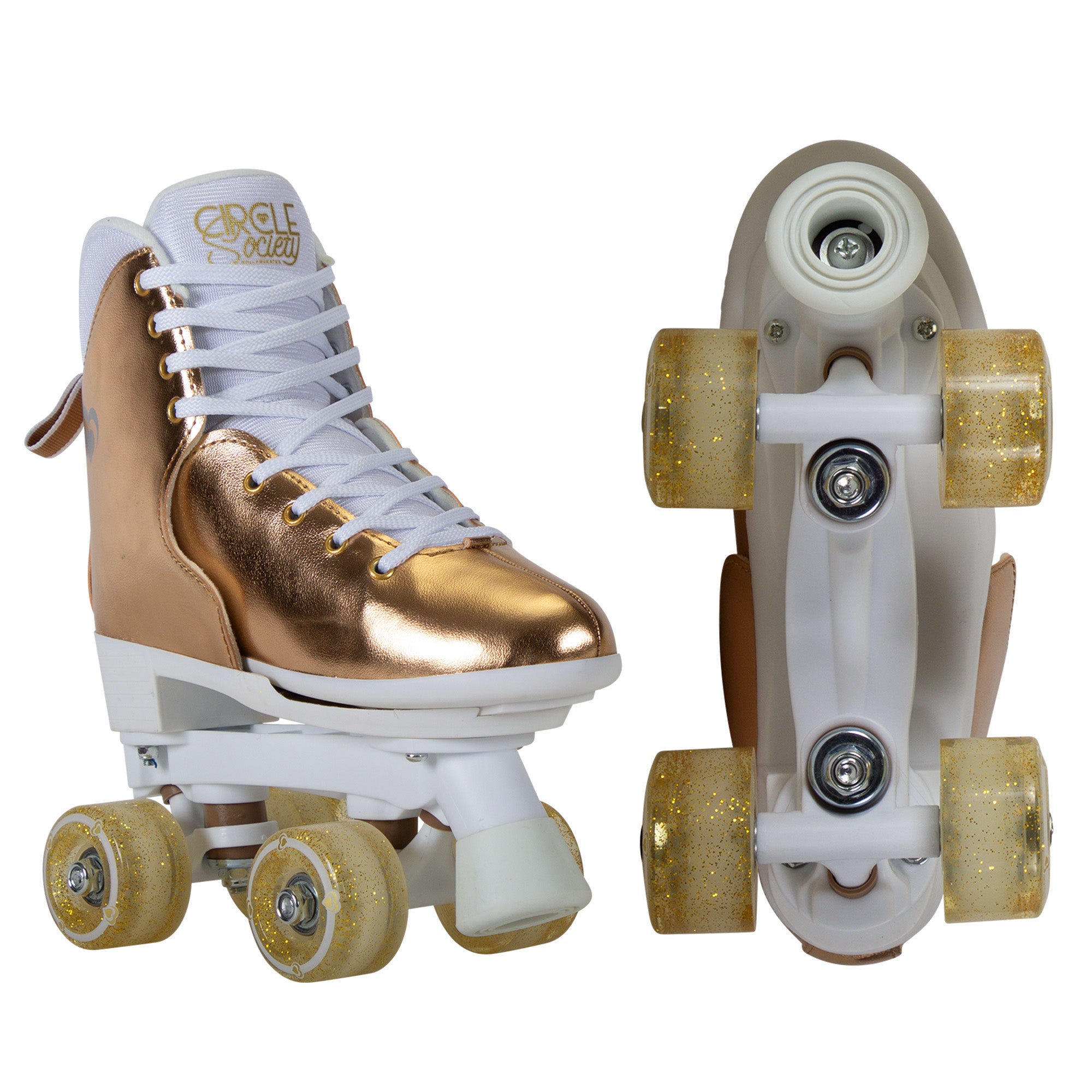 Circle Society Adjustable Quad Kids Roller Skates In Metallic Rose Gold V240-BS-171362