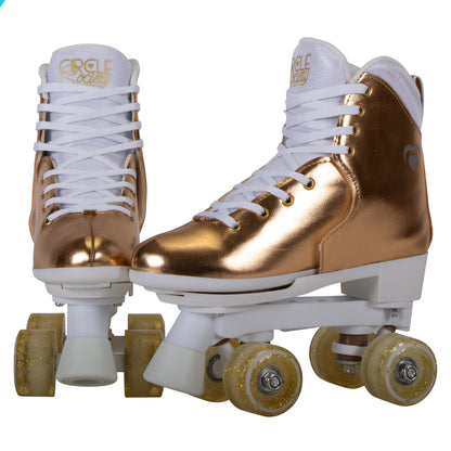 Circle Society Adjustable Quad Kids Roller Skates In Metallic Rose Gold V240-BS-171362