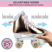 Circle Society Adjustable Quad Kids Roller Skates In Metallic Rose Gold V240-BS-171362