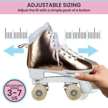 Circle Society Adjustable Quad Kids Roller Skates In Metallic Rose Gold V240-BS-171362
