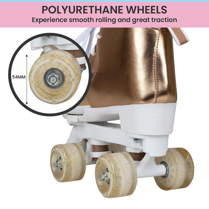 Circle Society Adjustable Quad Kids Roller Skates In Metallic Rose Gold V240-BS-171362