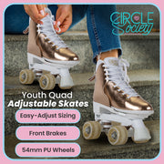 Circle Society Adjustable Quad Kids Roller Skates In Metallic Rose Gold V240-BS-171362