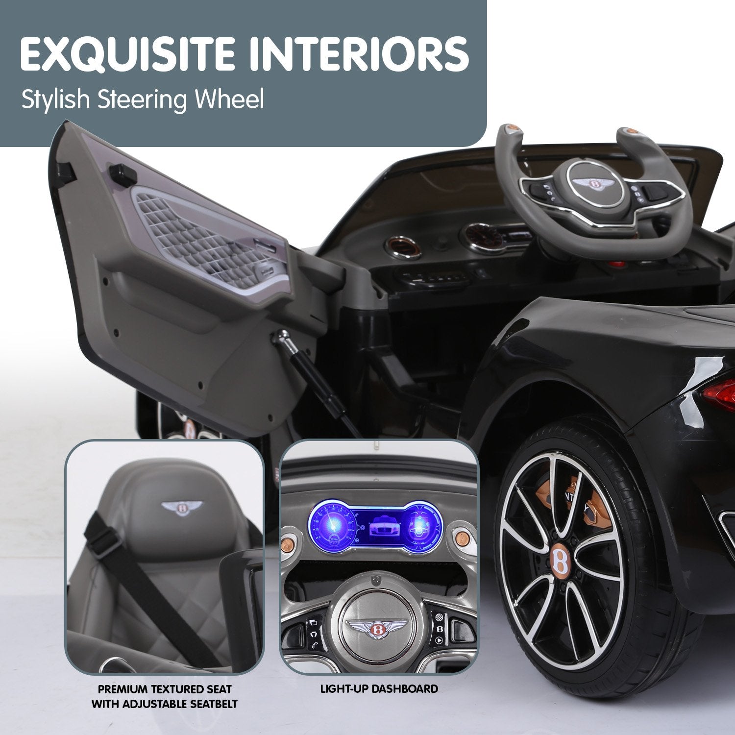 Kahuna Bentley Exp 12 Licensed Speed 6E Electric Kids Ride On Car Black V240-CAR-BEN-BK