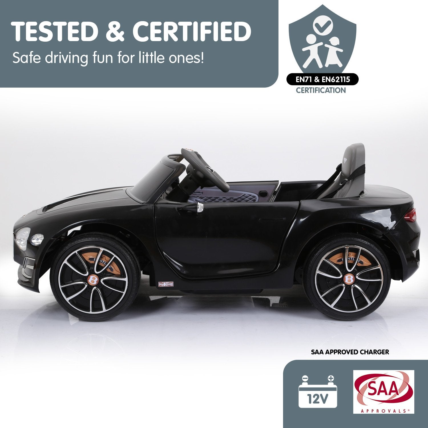 Kahuna Bentley Exp 12 Licensed Speed 6E Electric Kids Ride On Car Black V240-CAR-BEN-BK