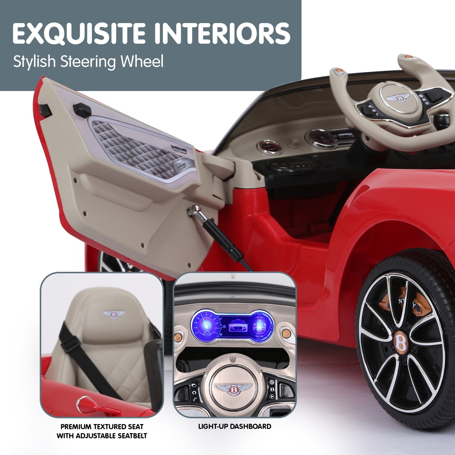 Kahuna Bentley Exp 12 Speed 6E Licensed Kids Ride On Electric Car Remote Control - Red V240-CAR-BEN-RD