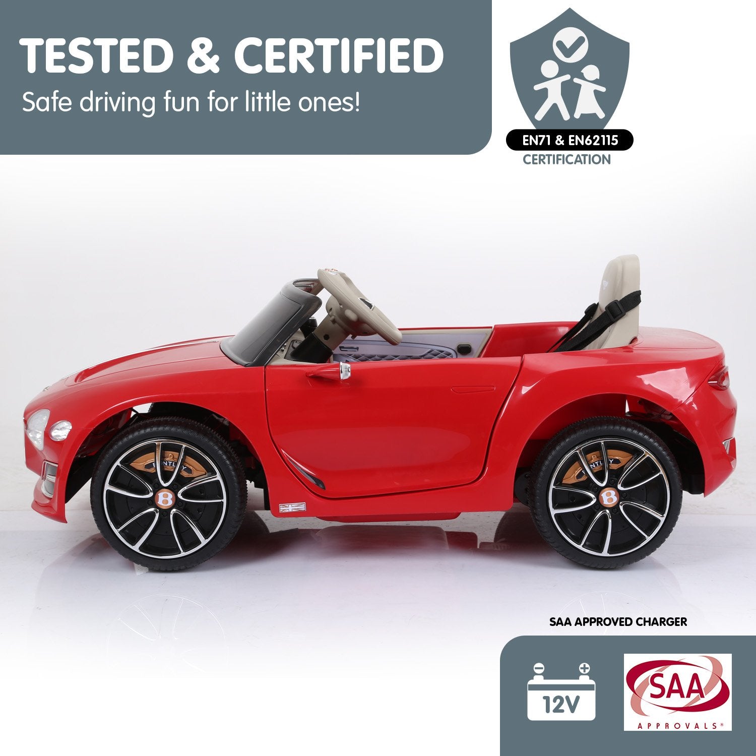 Kahuna Bentley Exp 12 Speed 6E Licensed Kids Ride On Electric Car Remote Control - Red V240-CAR-BEN-RD