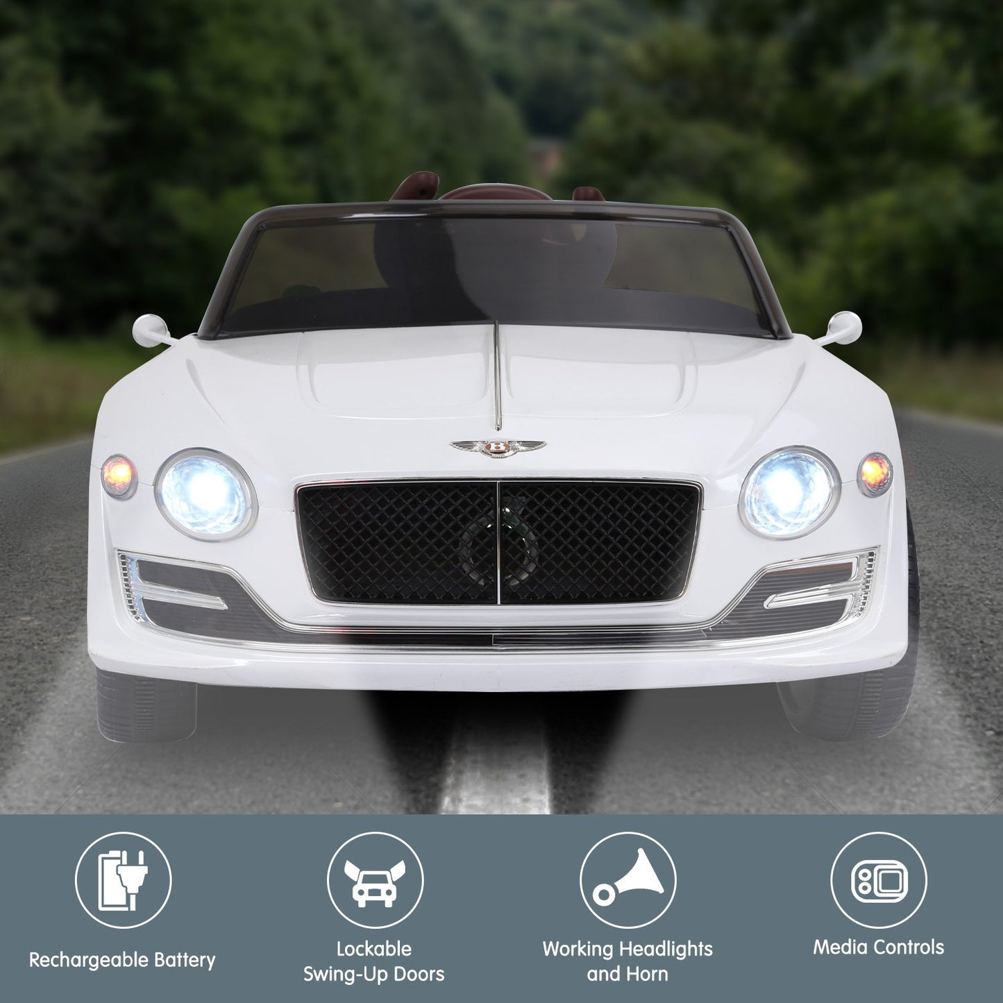 Kahuna Bentley Exp 12 Speed 6E Licensed Kids Ride On Electric Car Remote Control - White V240-CAR-BEN-WH