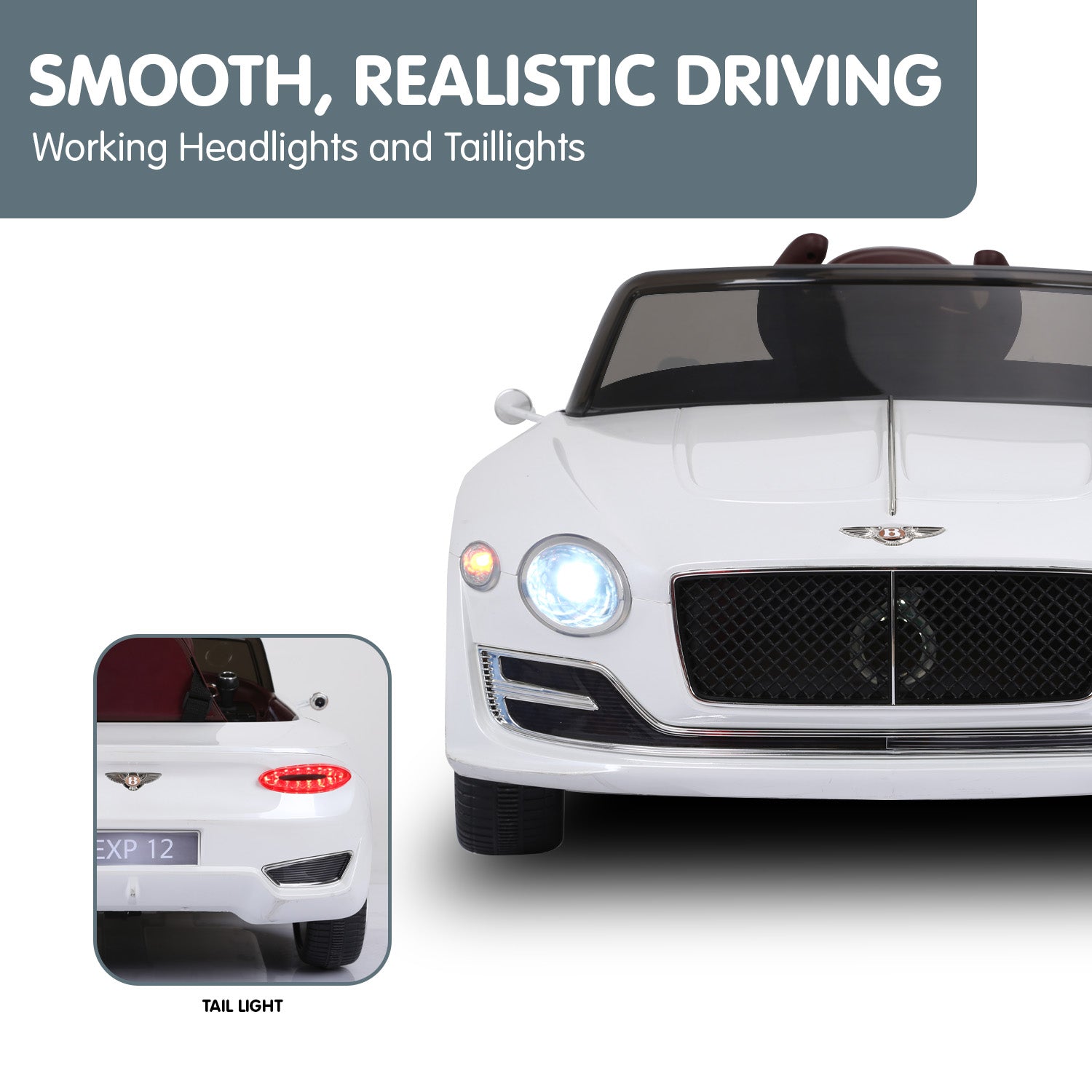 Kahuna Bentley Exp 12 Speed 6E Licensed Kids Ride On Electric Car Remote Control - White V240-CAR-BEN-WH
