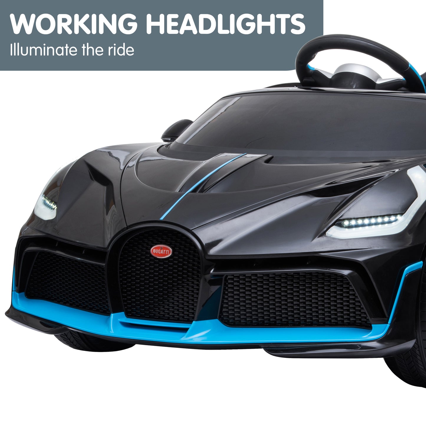 Kahuna Licensed Bugatti Divo Kids Electric Ride On Car - Black V240-CAR-BGT-338-BK