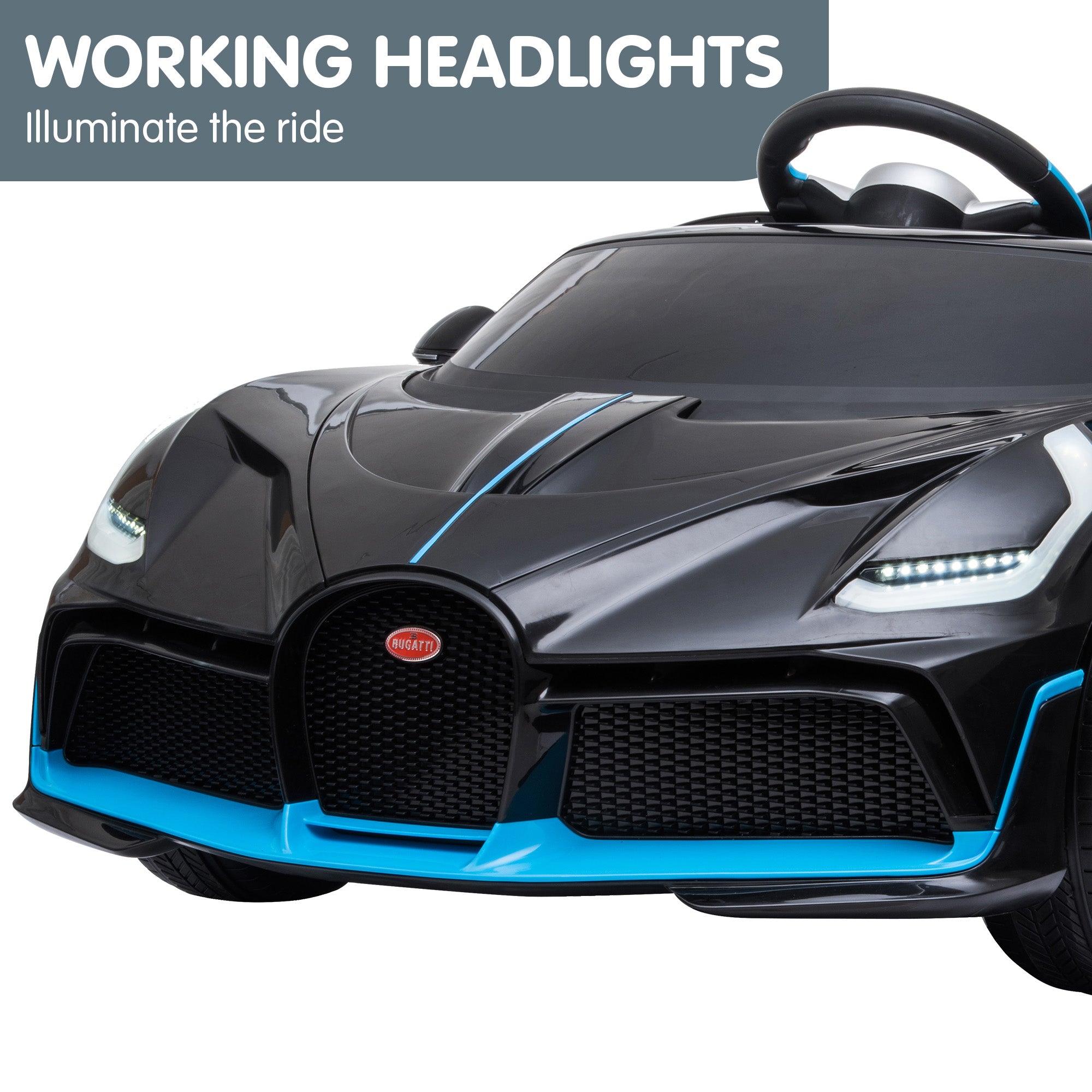 Kahuna Licensed Bugatti Divo Kids Electric Ride On Car - Black V240-CAR-BGT-338-BK