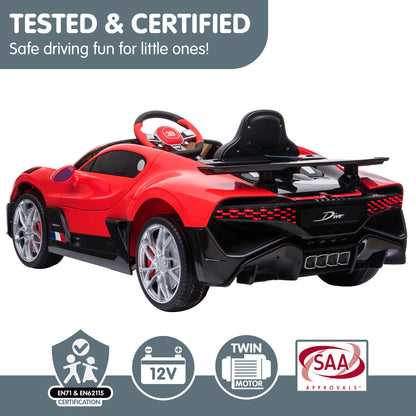 Kahuna Licensed Bugatti Divo Kids Electric Ride On Car - Red V240-CAR-BGT-338-RD
