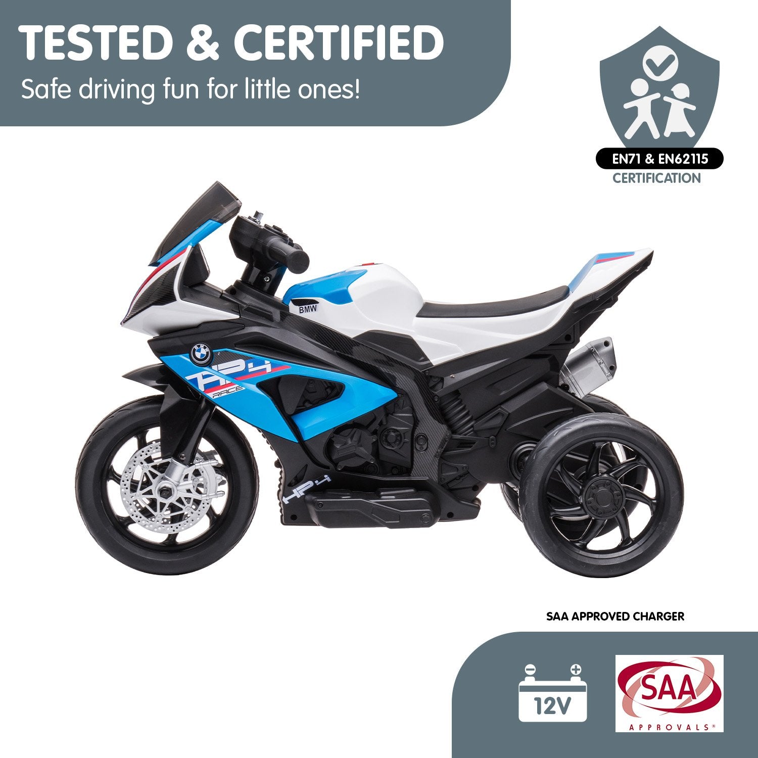 Kahuna Bmw Hp4 Race Kids Ride-on Motorbike In Blue V240-CAR-BMW-008-BU