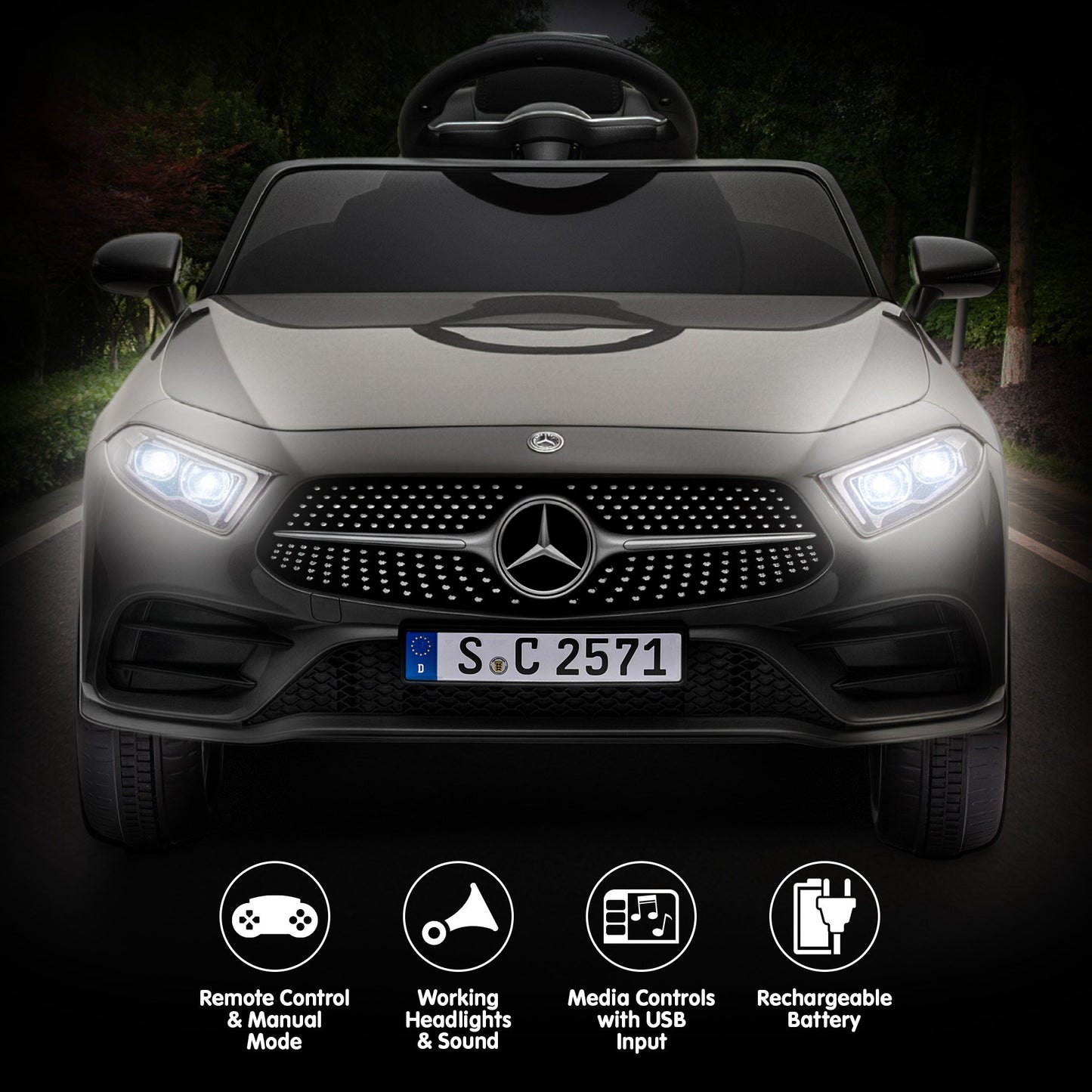 Kahuna Mercedes Benz CLS 350 Kids Electric Ride On Car with Remote Control - Black V240-CAR-CLS-350-BK