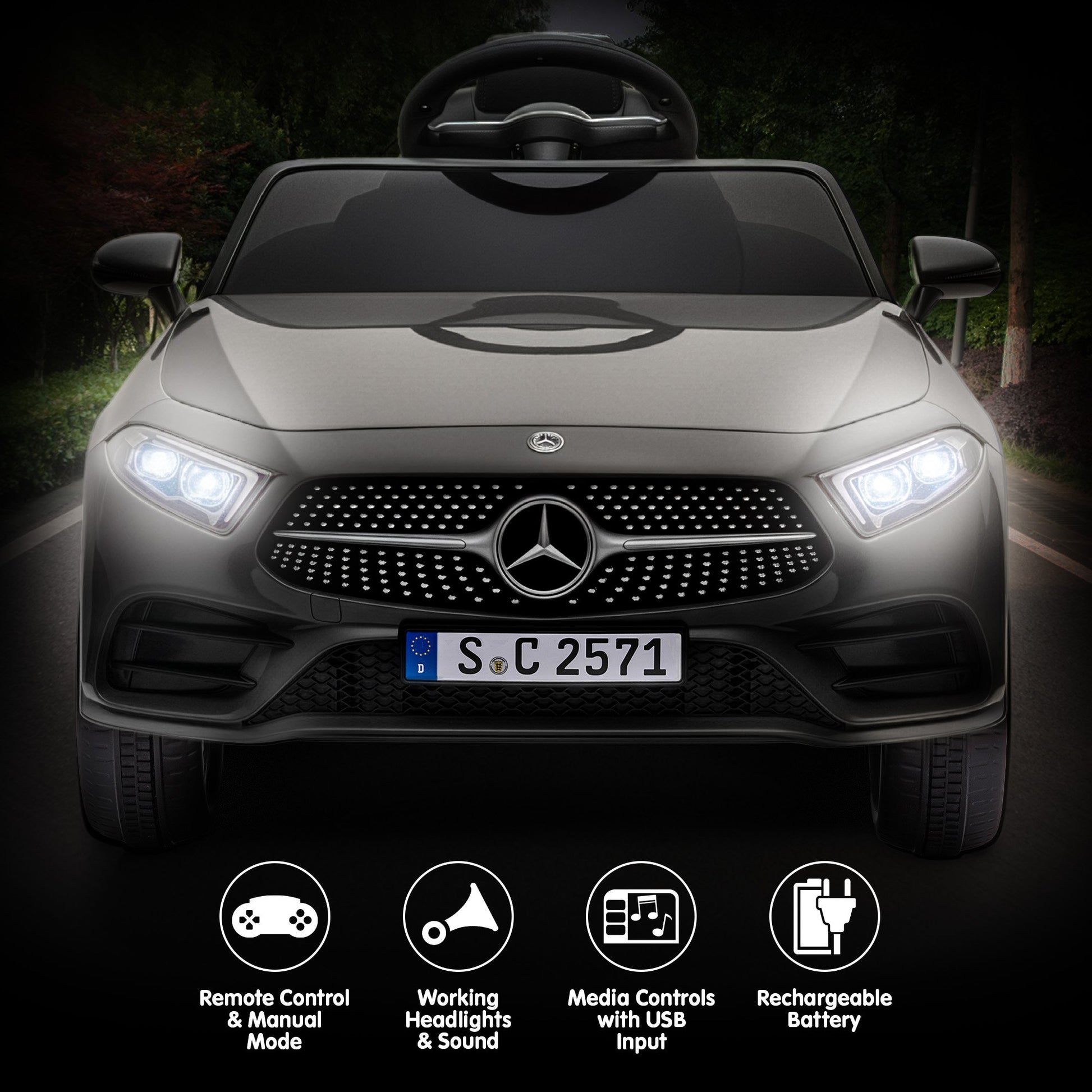 Kahuna Mercedes Benz CLS 350 Kids Electric Ride On Car with Remote Control - Black V240-CAR-CLS-350-BK