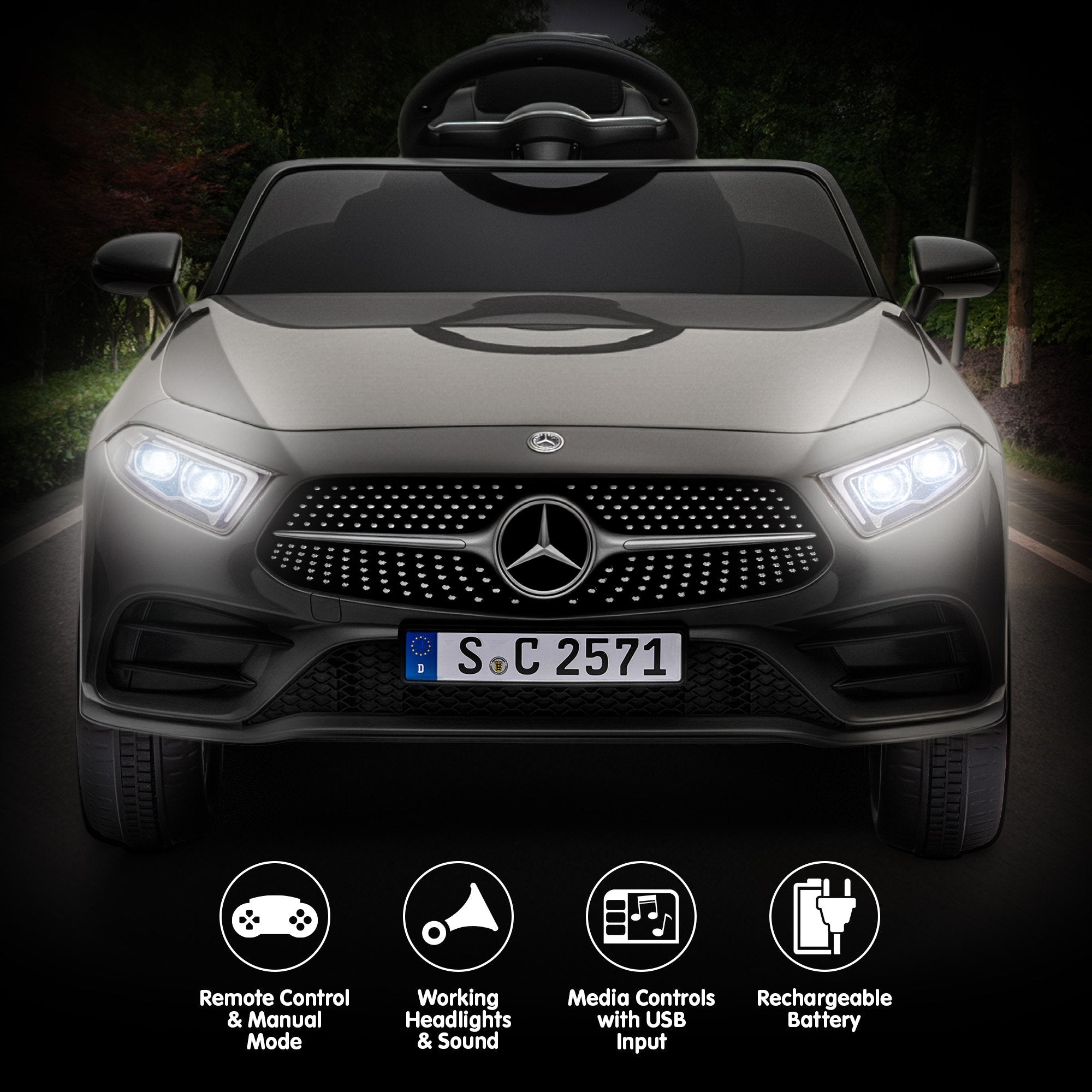 Kahuna Mercedes Benz CLS 350 Kids Electric Ride On Car with Remote Control - Black V240-CAR-CLS-350-BK