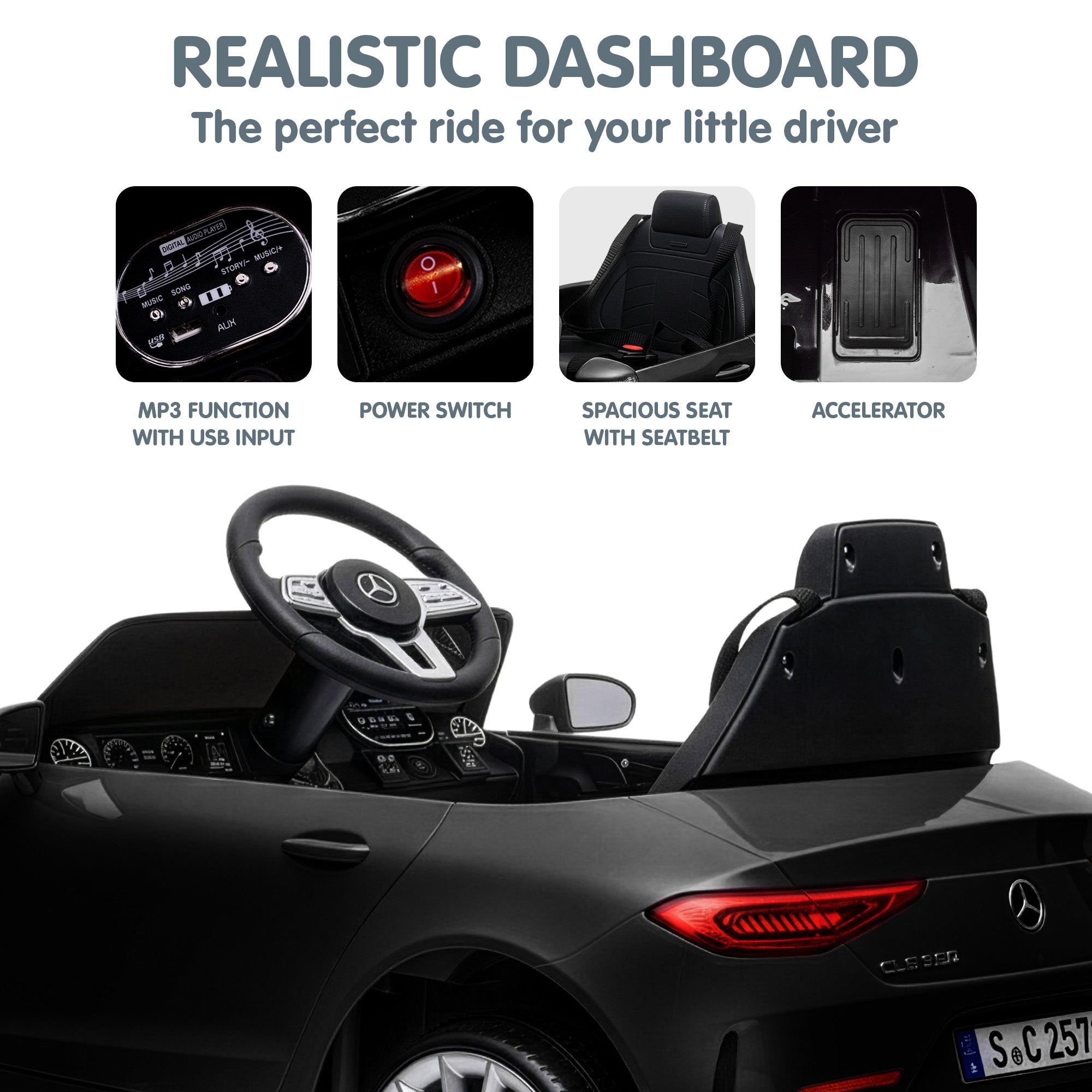 Kahuna Mercedes Benz CLS 350 Kids Electric Ride On Car with Remote Control - Black V240-CAR-CLS-350-BK