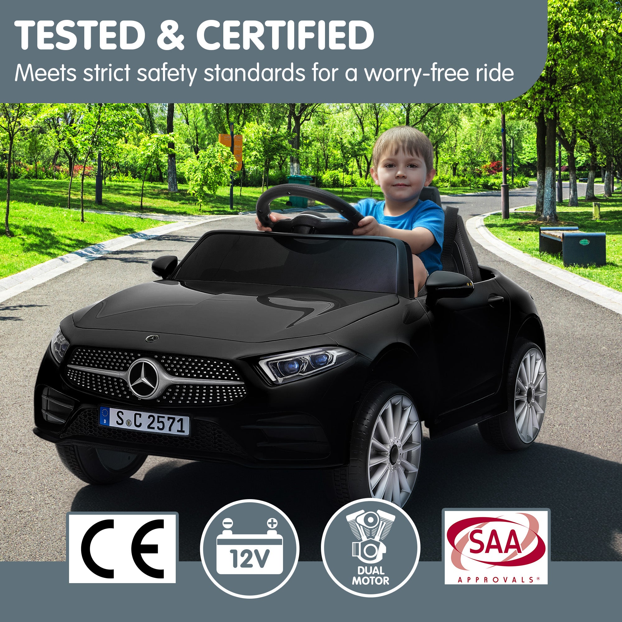 Kahuna Mercedes Benz CLS 350 Kids Electric Ride On Car with Remote Control - Black V240-CAR-CLS-350-BK