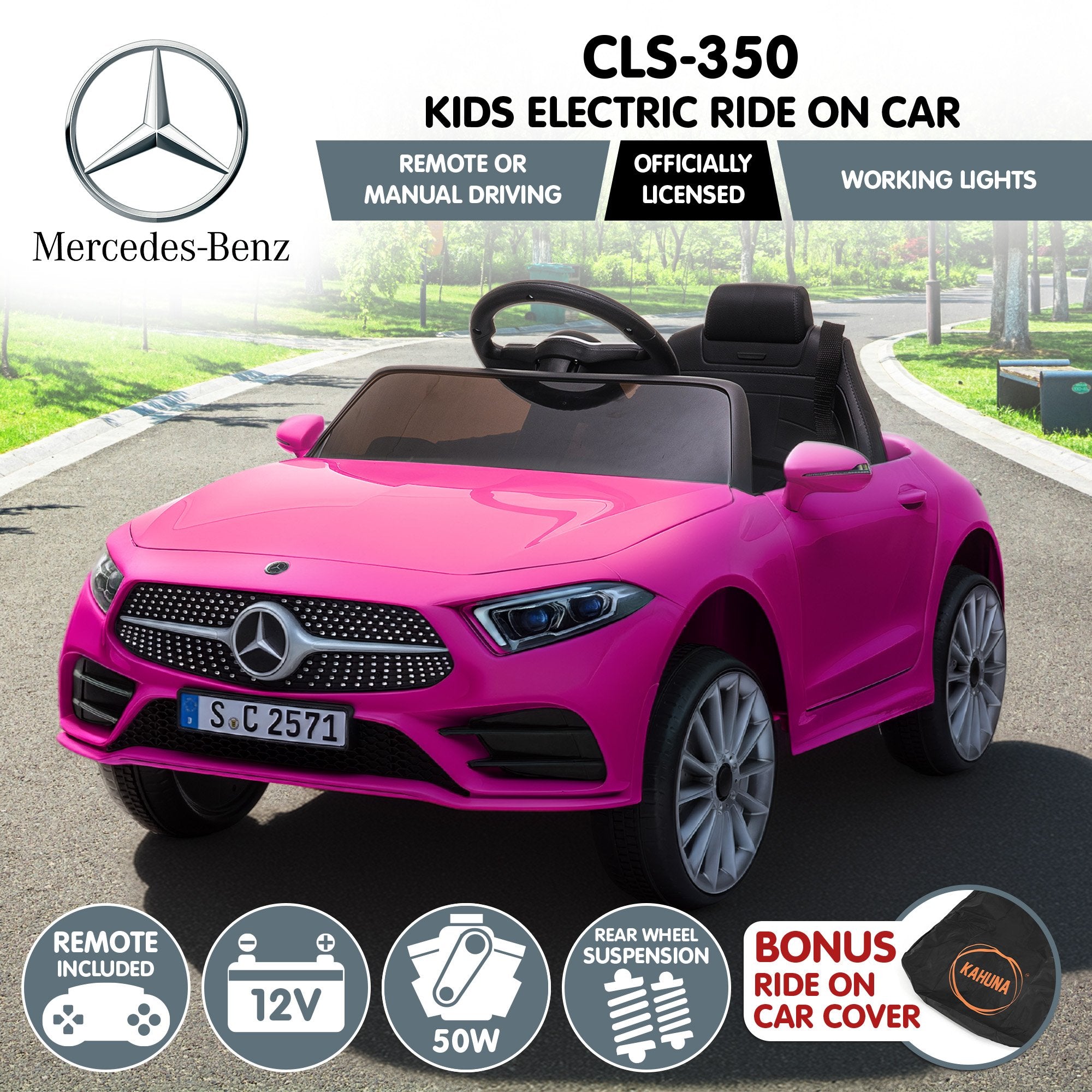 Kahuna Mercedes Benz CLS 350 Kids Electric Ride On Car with Remote Control - Pink V240-CAR-CLS-350-PK