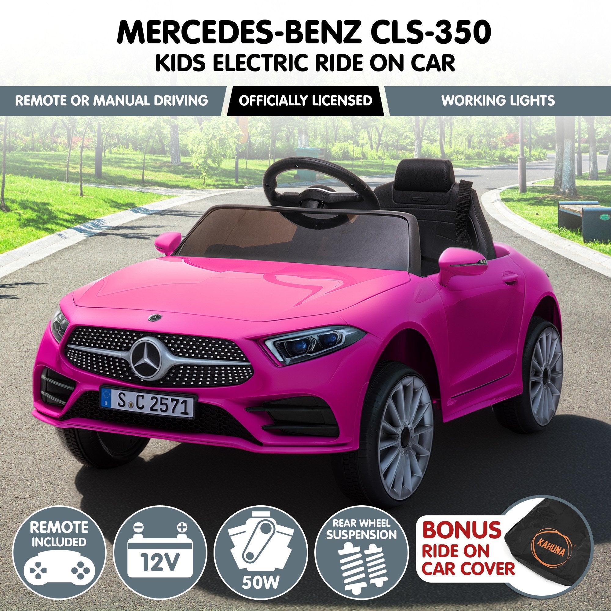 Kahuna Mercedes Benz CLS 350 Kids Electric Ride On Car with Remote Control - Pink V240-CAR-CLS-350-PK
