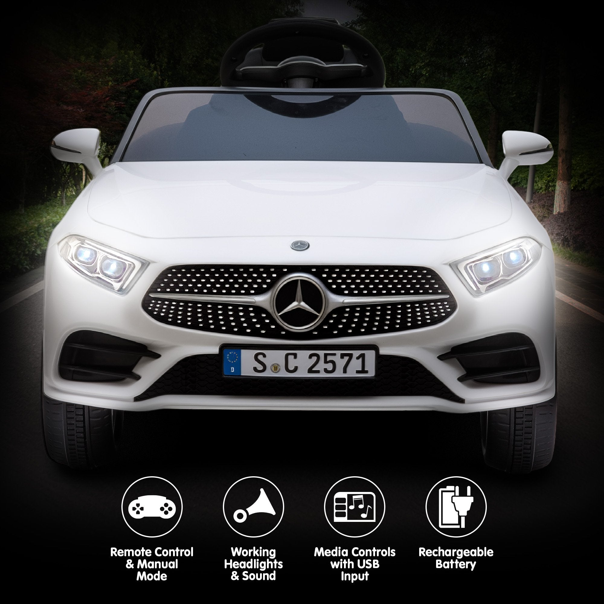 Kahuna Mercedes Benz CLS 350 Kids Electric Ride On Car with Remote Control - White V240-CAR-CLS-350-WH