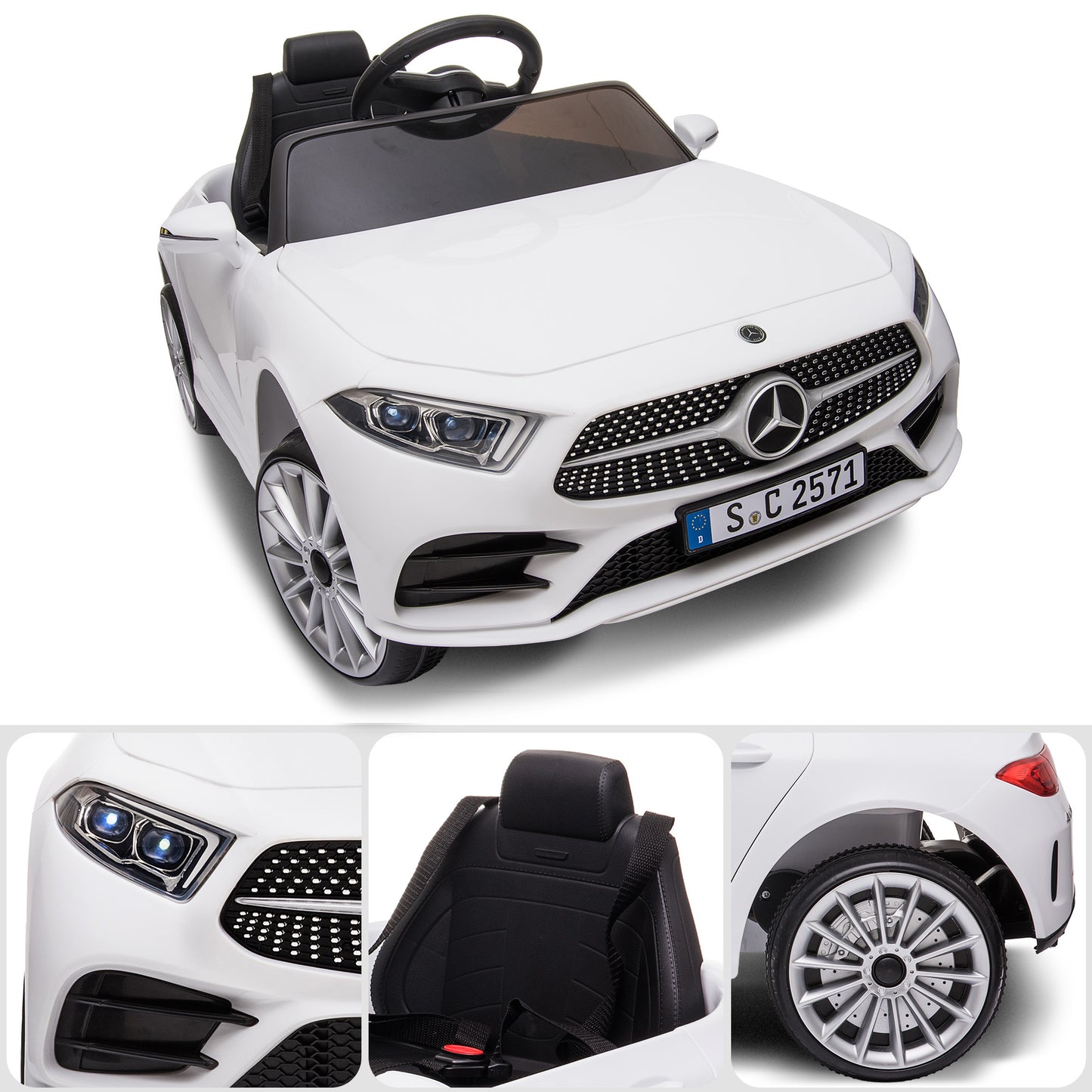 Kahuna Mercedes Benz CLS 350 Kids Electric Ride On Car with Remote Control - White V240-CAR-CLS-350-WH